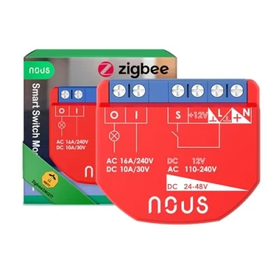 Imagen de NOUS Módulo de Interruptor Inteligente ZigBee con Medición Potencia, 1 Canal, AC 16A/DC 10A, Contactos Secos, Hub 3.0 Requerido,Compatible Alexa,Zigbee2MQTT,Google Assistant,Home Assistant,Tuya