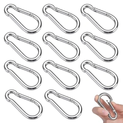 Imagen de 12 Piezas Mosqueton M5 Mosquetón Acero Inoxidable 304 Snap Hook Hebilla de Resorte para Colgar Gancho Fijo 50 x 5 mm