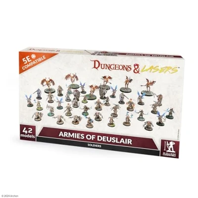 Imagen de Dungeons &amp; Lasers Armies of Deuslair Juego de miniaturas 42 modelos con bases escénicas 5E compatible para su uso juegos rol DND y mesa sin pintar montar mayores 14