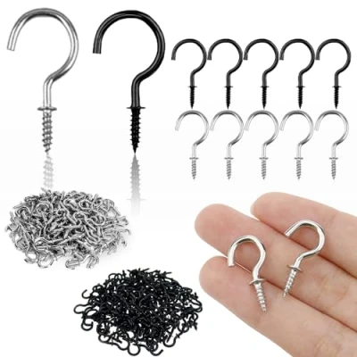 Imagen de 120 Piezas Ganchos de Tornillo Techo Multiuso Gancho la Taza Metal para Colgar Tazas, Macetas, Luces, Toallas Cocina
