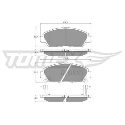Imagen de TOMEX brakes TX 11 38 Juego de pastillas freno Eje delantero con avisador acústico desgaste HONDA: Accord 5, Prelude V, 6 Limousine