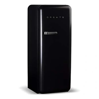 Imagen de CREATE / RETRO FRIDGE 150 SILVER/Frigorífico negro maneta plata con congelador 281L 102W, bajo consumo, diseño vintage, 150cm, 3 estantes, regulador temperatura, botellero, 60x60x150cm