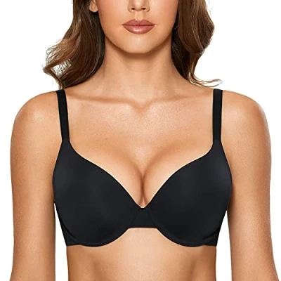 Imagen de DOBREVA Sujetador Push up T Shirt con Aros Ligero Relleno para Mujer Negro 95B
