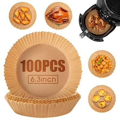 Imagen de Papel para freidoras de aire, silicona Uten 100PCS redondo antigrasa 6.3inch/16cm