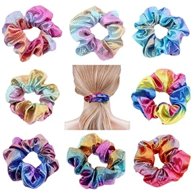 Imagen de 10 Piezas Coleteros Elásticos de Satén,Scrunchies Satén para Cabello Gomas Elásticas el Hair Scrunchies Chiffon Flowers Bandas,para Pelo Grueso Y Rizado