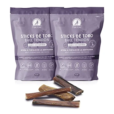 Imagen de MAIKAI Nervios de Toro Deshidratados 2 Packs x 4 Uds Chuches para Perros Snacks 100% Naturales Dieta Barf Huesos Bajos en Grasa Premios