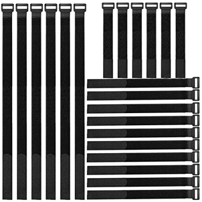 Imagen de Gebildet 22Piezas Reutilizables Ataduras de Cable, Gancho y Lazo Ajustable Correas para Tiras Bridas Organizar Cables (Negro, 20/40/60CM)