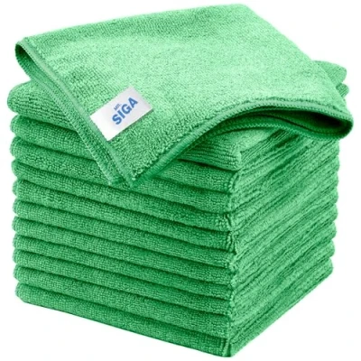 Imagen de MR.SIGA Paños de Limpieza Microfibra, Toallas Microfibra Multiusos, Sin Manchas, Paquete 12, Verde, Tamaño 32 x cm(12.6 12.6 Inch)