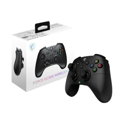 Imagen de MSI FORCE GC300 W Mando Gaming: 2,4 GHz, Bluetooth, USB tipo C a A, batería de 20 h autonomía, cubiertas D Pad intercambiables y motores vibración duales, con cable/sin cable