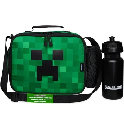Imagen de Minecraft Bolsa de Almuerzo Termica con Botella Agua para Niños Regalo Gamer (Green)