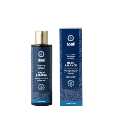 Imagen de khadi Neem BALANCE Champú ayurvédico, 100% vegano, sin siliconas ni sulfatos, contra la caspa y el picor, alivia picor inflamatorio del cuero cabelludo, cosmética natural certificada 200ml