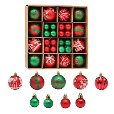 Imagen de Sonwaha 44 Piezas Bolas de Navidad,Bolas Arbol Navidad Rojas y Verde,Arboles Plastico Grandes Decoración