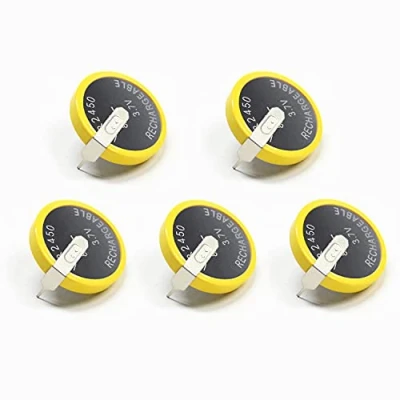 Imagen de 5 uds EEMB LIR2450 batería Recargable 120 mah 3,7 V Pilas de botón Moneda Iones Litio con lengüetas Soldadura