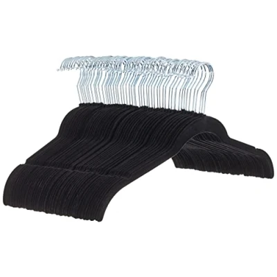 Imagen de Amazon Basics Perchas de Terciopelo para Camisas/Vestidos Paquete 50, Negro