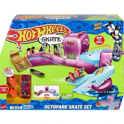 Imagen de Hot Wheels Parque de Skate Pulpo Set Juego con monopatín Juguete y Zapatillas para Dedos, +5 años (Mattel HMK01)
