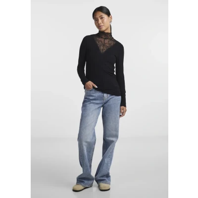 Imagen de PIECES Pcsiri Ls T neck Top Noos, Camiseta de manga larga para Mujer, Negro, XS