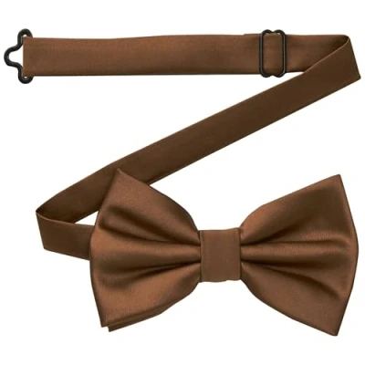Imagen de DonDon pajarita para hombre hecha a mano con aspecto de seda 12 x 6 cm Cobre