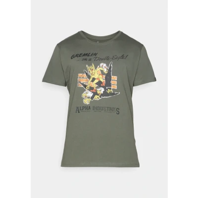 Imagen de Alpha Industries Gremlin Camiseta estampada, Hombre, Talla: XL, Dark olive
