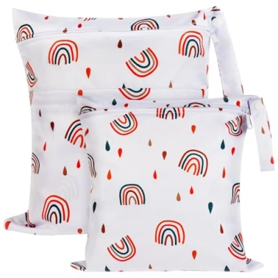 Imagen de Vicloon Bolsas de pañales Mojados,2pcs Bolsa Impermeable para Bebe,Reutilizable Lavable Pañales,Bolsa Tela,Bolsa Bebe con Cremallera,para Viajes,Playa,Piscina