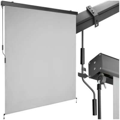 Imagen de TecTake® toldo Vertical Exterior Enrollable con manivela, Soporte toldo, Toldos Terraza y balcón, protección Solar Cortavientos, Tela Balcon Resistente 160 x 250 cm Gris Claro