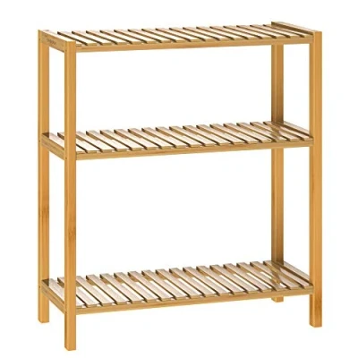Imagen de CASARIA® Estantería de Baño Madera Bambú Librería Zapatero Organizador Cocina 3 Niveles Carga 30Kg 66x58x26cm