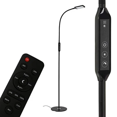 Imagen de BRILONER Leuchten Lámpara de pie LED, regulable, control remoto, incluye temperatura color, 8 vatios, 700 lúmenes, negro