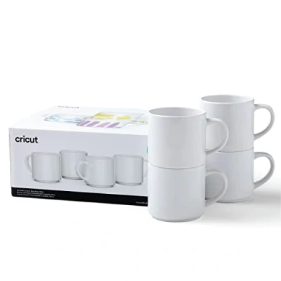 Imagen de Cricut cerámica blanco, 10 oz unidades apilables 300 ml (10 onzas) 4 tazas de sublimación uso en taza prensa tinta infusible 2009392, Talla única