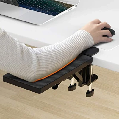 Imagen de LIYANG Reposabrazos para Computadora Escritorio, Extensor Reposabrazos, Giratorio Soporte Alfombrilla De Ratón Hogar Y Oficina, Negro