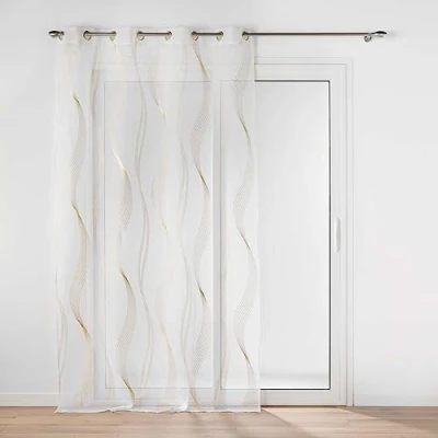 Imagen de Douceur d’Intérieur Elona Visillo, con Ojales, 140 x 240 cm, Dorado, Arenado, Estampado Metalizado