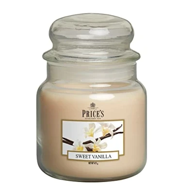 Imagen de Price&#039;s Vela en tarro mediano de vainilla dulce, deliciosa, fragancia calidad Aroma duradero Hasta 90 horas combustión Ideal para todas las ocasiones