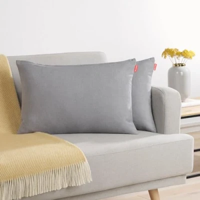 Imagen de Blumtal Juego de 2 Funda para cojín Chenilla Fundas Decorativas sofá con Cremallera Cubierta, Gris, 40 x 60 cm