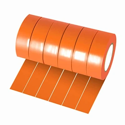 Imagen de Xrkuu 6 rollos de cinta eléctrica naranja, 18 mm x 10 m, aislante PVC, resistente al agua, adhesiva para proyectos alambre, aislamiento y reparación cables rotos