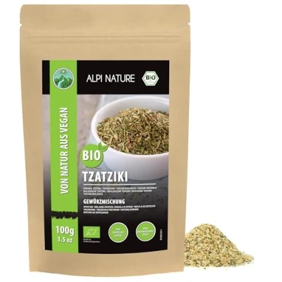 Imagen de especias Tzatziki orgánicas (100g), mezcla de griegas orgánicas, 100% naturales, preparación para gyros, ensalada, pan, sin aditivos artificiales