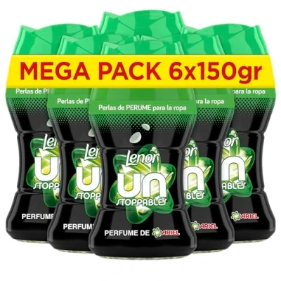 Imagen de Lenor UNstoppables Perlas de Perfume para la Ropa, 74 Lavados (6 x 150g), Suavizante con Fragancia Ariel, Potenciador Frescor