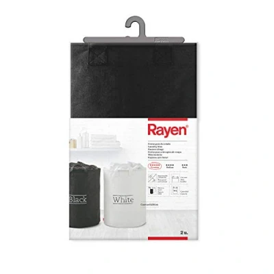 Imagen de Rayen Cestos para la Colada Impermeables y Resistentes Con Asas 70 l de Capacidad Colores Blanco Negro Pack 2 Unidades Dimensiones: 55 x 40 cm