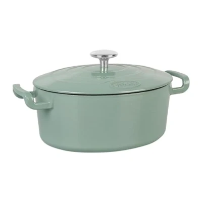 Imagen de Sitram 715405 Sitrabella Cacerola ovalada (hierro fundido esmaltado, 26 cm, 4 litros, exterior color verde salvia, interior blanco, todas las fuentes de calor, incluida la inducción,