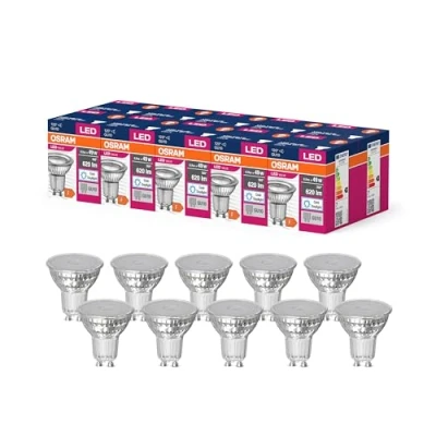 Imagen de OSRAM Valor de estrella LED PAR16 lámpara para el zócalo Gu10, reflector, GL, 620 lúmenes, luz día blanca (6500k), reemplazo bombillas convencionales 49W, paquete 10