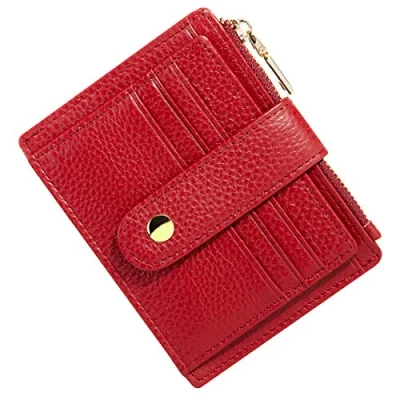 Imagen de BTNEEU Mujer Cuero RFID Tarjetero para Tarjetas de Credito Billetera Mini Piel Cartera Pequeña con Monedero Slim 9 Ranuras Tarjeta (Rojo)