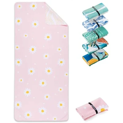 Imagen de Fit Flip Toalla de Playa Microfibra Grande Ligera, Fina y Secado rápido Toallas para Viajes, Natación Piscina 100% reciclada Daisy Dream 160 cm x 90