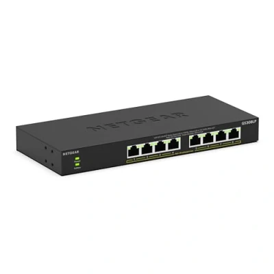Imagen de NETGEAR Switch no gestionable Essentials de 8 Puertos Gigabit Ethernet PoE (GS308LP): con PoE+ 60 W actualizables, Montaje sobremesa o en Pared