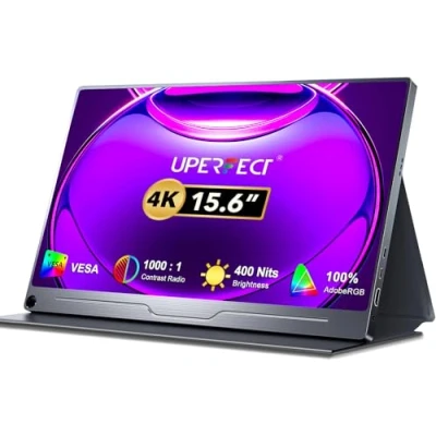Imagen de UPERFECT Monitor Portátil 4K, Pantalla de 15,6 Pulgadas 3840 * 2160 IPS UHD con Puerto OTG HDMI USB C para PC Laptop Teléfono Móvil Switch PS4/5 XBO