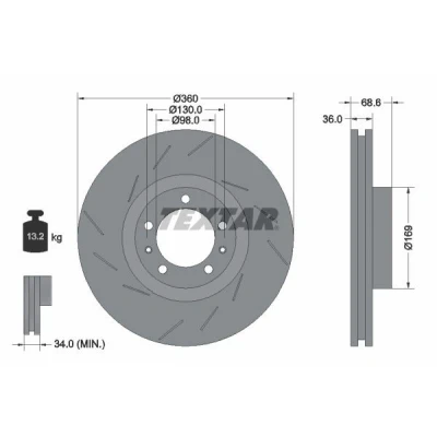 Imagen de TEXTAR 92214005 Disco de freno PORSCHE: Panamera