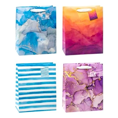 Imagen de TSI Art Design 85317 Bolsas de regalo (12 unidades, tamaño grande, 32 x 26 13,5 cm), color negro