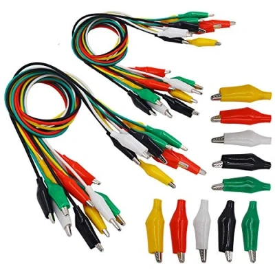 Imagen de Senven®(20 cables de prueba, 10 Pinzas cocodrilo) Alligator Clip Wire Test Leads Set con Cocodrilo Cable Puente Doble Final 52 cm / 20.5 pulgadas 5 colores