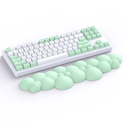 Imagen de ATTACK SHARK Reposamuñecas en la Nube,Antideslizante,Soporte Ergonómico para Muñeca,Descanso Palma de Mano Teclados Mecánicos TKL/Tamaño Completo,Reposamuñecas Teclado Verde Claro