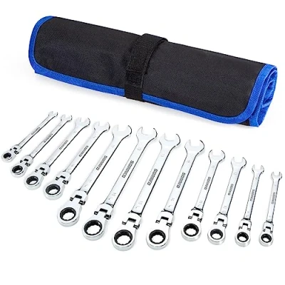 Imagen de SORAKO llaves Fijas con Carraca 8 19mm, 12Pcs Llave de Bolsa Enrollable, Combinadas Juego llaves, Adecuado para reparación automóviles, mantenimiento industrial
