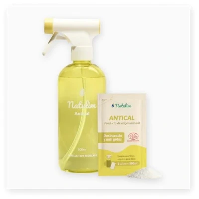 Imagen de Natulim Pack Limpiador Antical Limpieza Eficaz para Azulejos, Duchas, Lavabos y Griferías Set de pulverizador Recargable 500 ml + 2 Sobres Recargar (1 socbre = ml)