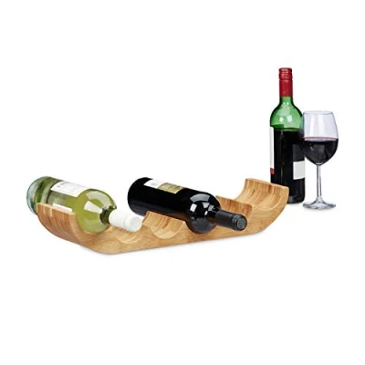 Imagen de Relaxdays Botellero de Diseño Original para 6 Botellas, Bambú, Madera Natural, Aprox. 8 x 47,5 11,5 cm, 5 cm
