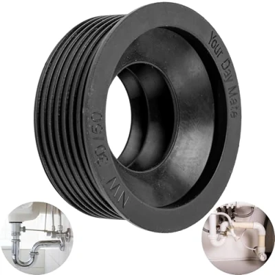 Imagen de Manguito de Goma Sifón, 1 ud, DN 30/50, para Tubo Drenaje DN50 HT con Ø Interno 50 mm y Exterior ¼&quot; 28 32 mm, Sello Caucho Negro Accesorio 55 Sifón Profundo 25