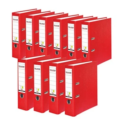 Imagen de Falken Archivador de plástico (10 unidades, 8 cm ancho, DIN A4, vegana), color rojo